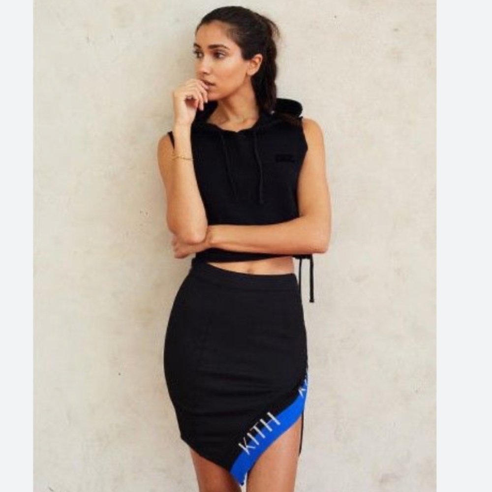 Brand New Black Kith Connor Ottoman Logo Side Slit Skirt